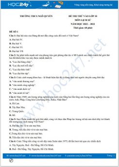 Bộ 5 đề thi thử vào lớp 10 THPT chuyên môn Lịch Sử năm 2022-2023 có đáp án Trường THCS Ngô Quyền