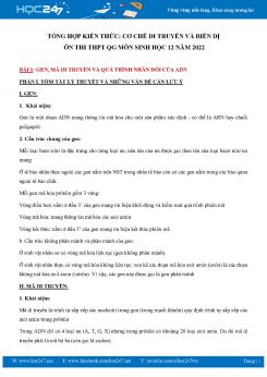 Tổng hợp kiến thức Cơ Chế Di Truyền và Biến Dị ôn thi THPT QG môn Sinh học 12 năm 2022