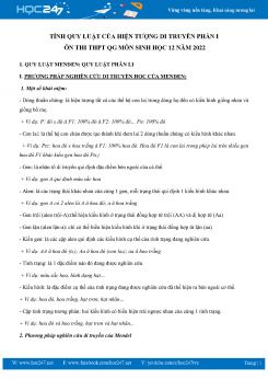 Tính Quy Luật của Hiện Tượng Di Truyền và Biến Dị ôn thi THPT QG môn Sinh học 12 năm 2022