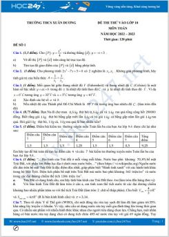 Bộ 5 đề thi thử vào lớp 10 môn Toán năm 2022-2023 có đáp án Trường THCS Xuân Dương