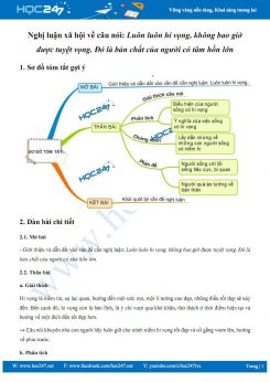 Nghị luận xã hội về câu nói Luôn luôn hi vọng, không bao giờ được tuyệt vọng. Đó là bản chất của người có tâm hồn lớn