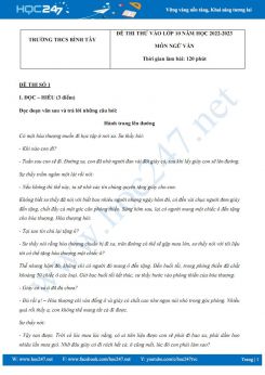 Bộ 5 đề thi thử vào lớp 10 môn Ngữ văn năm 2022-2023 có đáp án Trường THCS Bình Tây