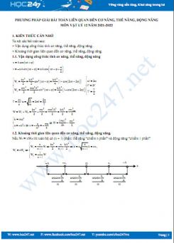 Phương pháp giải bài toán liên quan đến cơ năng, thế năng, động năng môn Vật Lý 12 năm 2021-2022