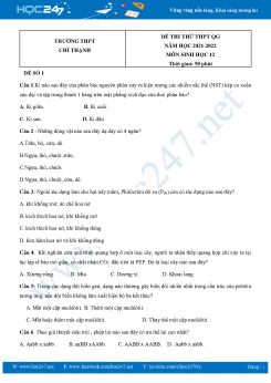 Bộ 3 Đề thi thử THPT QG môn Sinh Học 12 năm 2021-2022 Trường THPT Chí Thạnh có đáp án