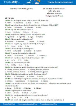 Bộ 5 đề thi thử THPT QG môn Hóa học năm 2021-2022 có đáp án Trường THPT Minh Quang