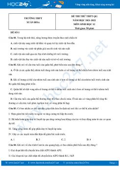 Bộ 5 Đề thi thử THPT QG môn Sinh Học 12 năm 2021-2022 Trường THPT Xuân Hòa có đáp án