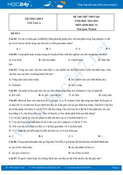 Bộ 3 Đề thi thử THPT QG môn Sinh Học 12 năm 2021-2022 Trường THPT Tân Tạo A có đáp án