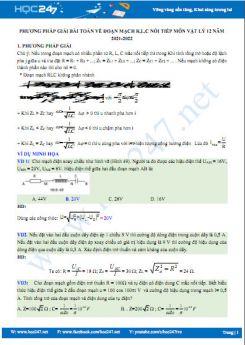 Phương pháp giải bài toán về đoạn mạch R, L, C nối tiếp môn Vật Lý 12 năm 2021-2022