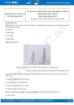 Đề và đáp án đề thi tốt nghiệp THPT môn Địa lí năm 2022 - Mã đề 323