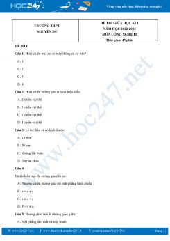 Bộ 5 Đề thi giữa HK1 môn Công nghệ 11 năm 2022-2023 Trường THPT Nguyễn Du có đáp án