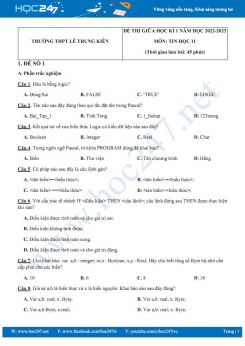 Bộ 2 đề thi giữa HK1 môn Tin học 11 năm 2022-2023 có đáp án Trường THPT Lê Trung Kiên