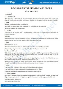 Đề cương ôn tập giữa HK1 môn GDCD 9 năm 2022-2023