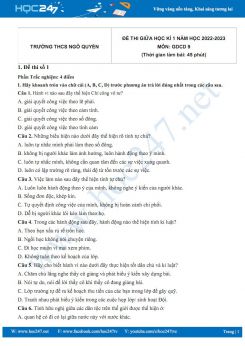 Bộ 5 đề thi giữa HK1 môn GDCD 9 năm 2022-2023 có đáp án Trường THCS Ngô Quyền