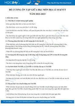 Đề cương ôn tập giữa HK1 môn Địa lí 10 KNTT năm 2022-2023