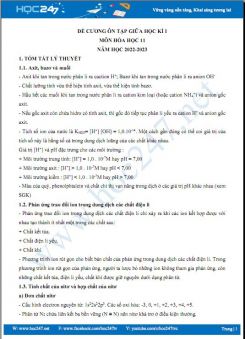 Đề cương ôn tập giữa HK1 môn Hóa học 11 năm học 2022-2023