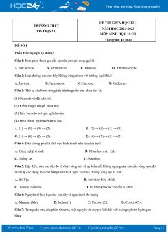 Bộ 5 Đề thi giữa HK1 môn Sinh Học 10 Cánh diều năm 2022-2023 Trường THPT Võ Thị Sáu có đáp án