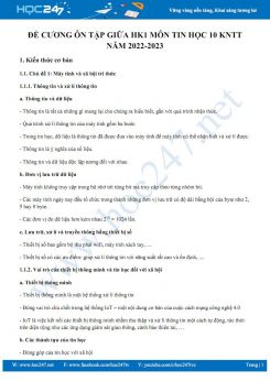 Đề cương ôn tập giữa HK1 môn Tin học 10 KNTT năm 2022-2023