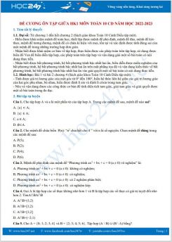 Đề cương ôn tập giữa HK1 môn Toán 10 CD năm học 2022-2023