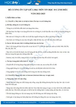 Đề cương ôn tập giữa HK1 môn Tin học 10 Cánh diều năm 2022-2023