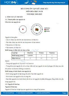 Đề cương ôn tập giữa HK1 môn Hóa học 10 Cánh Diều năm 2022-2023