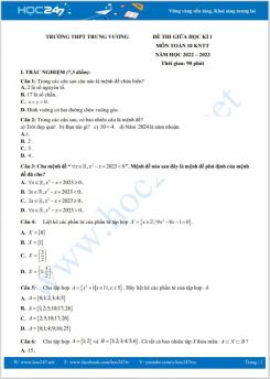 Đề thi giữa HK1 môn Toán 10 KNTT năm 2022-2023 có đáp án Trường THPT Trưng Vương
