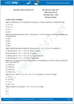 Đề thi giữa HK1 môn Toán 10 CD năm 2022-2023 có đáp án Trường THPT Ngô Quyền