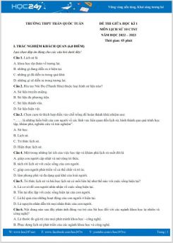 Đề thi giữa HK1 môn Lịch sử 10 CTST năm 2022-2023 có đáp án Trường THPT Trần Quốc Tuấn