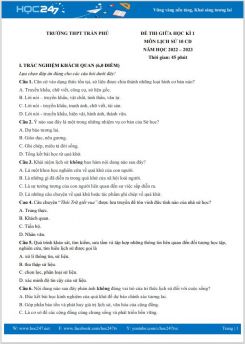 Đề thi giữa HK1 môn Lịch sử 10 CD năm 2022-2023 có đáp án Trường THPT Trần Phú