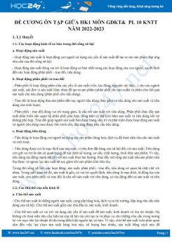 Đề cương ôn tập giữa HK1 môn GDKT &PL 10 KNTT năm 2022-2023