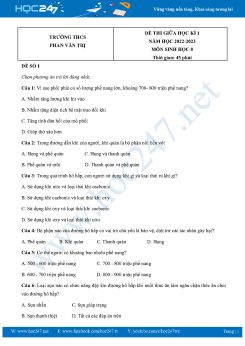 Bộ 3 Đề thi giữa HK1 môn Sinh học 8 năm 2022-2023 Trường THCS Phan Văn Trị có đáp án
