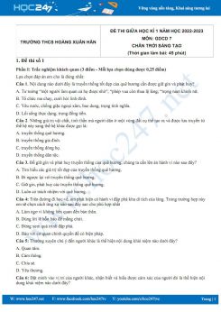 Bộ 3 đề thi giữa HK1 môn GDCD 7 CTST năm 2022-2023 có đáp án Trường THCS Hoàng Xuân Hãn