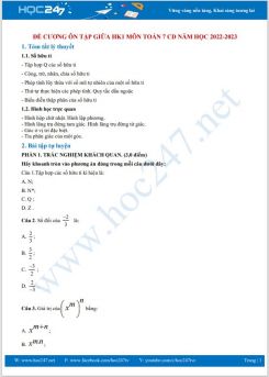 Đề cương ôn tập giữa HK1 môn Toán 7 CD năm học 2022-2023