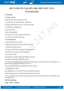 Đề cương ôn tập giữa HK1 môn Ngữ văn 9 năm học 2022-2023