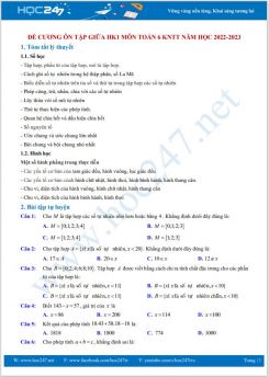 Đề cương ôn tập giữa HK1 môn Toán 6 KNTT năm học 2022-2023