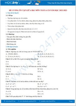 Đề cương ôn tập giữa HK1 môn Toán 6 CD năm học 2022-2023