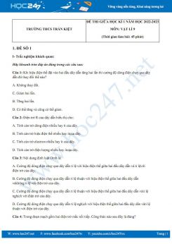 Bộ 5 đề thi giữa HK1 môn Vật lí 9 năm 2022-2023 có đáp án Trường THCS Trần Kiệt