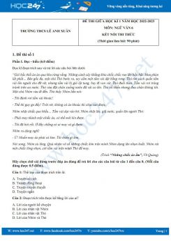 Bộ 5 đề thi giữa HK1 môn Ngữ văn 6 KNTT năm 2022-2023 có đáp án Trường THCS Lê Anh Xuân