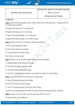 Bộ 5 đề thi giữa HK1 môn Vật lí 8 năm 2022-2023 có đáp án Trường THCS Ngô Quyền