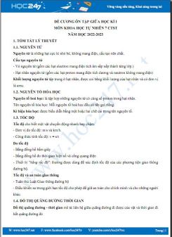 Đề cương ôn tập giữa HK1 môn Khoa học tự nhiên 7 CTST năm 2022-2023