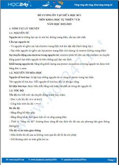 Đề cương ôn tập giữa HK1 môn Khoa học tự nhiên 7 Cánh Diều năm 2022-2023