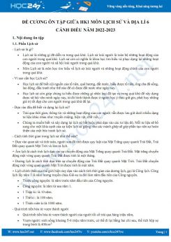 Đề cương ôn tập giữa HK1 môn Lịch sử và Địa lí 6 Cánh diều năm 2022-2023