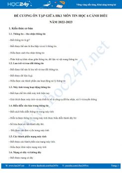 Đề thi giữa HK1 môn Tin học 6 Cánh diều năm 2022-2023 có đáp án Trường THCS Cửu Long