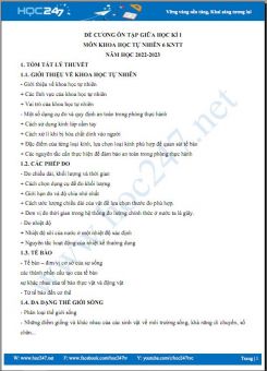 Đề cương ôn tập giữa HK1 môn Khoa học tự nhiên 6 KNTT năm 2022-2023