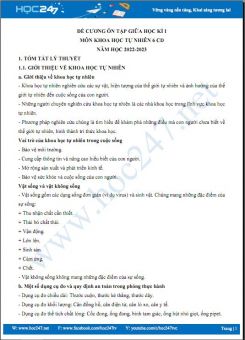 Đề cương ôn tập giữa HK1 môn Khoa học tự nhiên 6 Cánh Diều năm 2022-2023