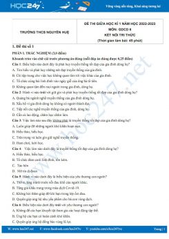 Bộ 5 đề thi giữa HK1 môn GDCD 6 KNTT năm 2022-2023 có đáp án Trường THCS Nguyễn Huệ