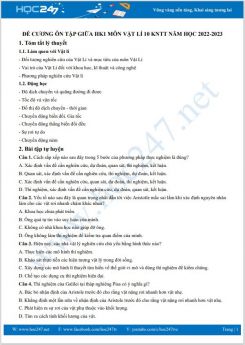 Đề cương ôn tập giữa HK1 môn Vật Lý 10 KNTT năm học 2022-2023