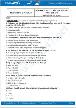 Bộ 5 đề thi giữa HK1 môn Lịch Sử 9 năm 2022-2023 có đáp án Trường THCS Xuân Khanh