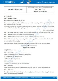 Bộ 5 đề thi giữa HK1 môn Ngữ văn 8 năm 2022-2023 có đáp án Trường THCS Đức Phú