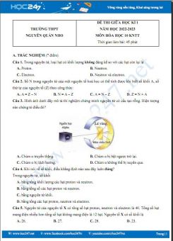 Đề thi giữa HK1 môn Hóa học 10 KNTT có đáp án năm 2022-2023 Trường THPT Nguyễn Quán Nho