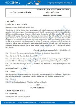 Bộ 5 đề thi giữa HK1 môn Ngữ văn 11 năm 2022-2023 có đáp án Trường THPT Trần Văn Ơn